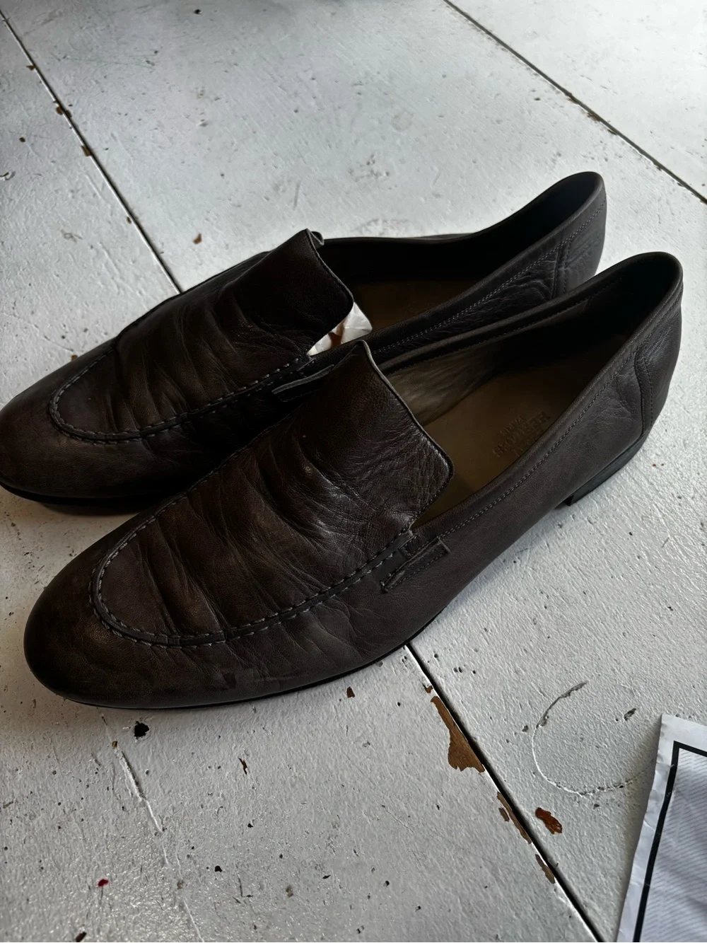 Hermes Dark Brown Leather Penny Loafers